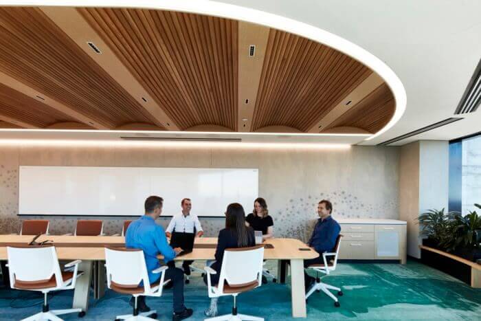 A modern boardroom interior at Microsoft's Sydney office.