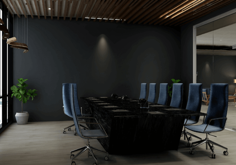 A classic boardroom with traditional design elements.