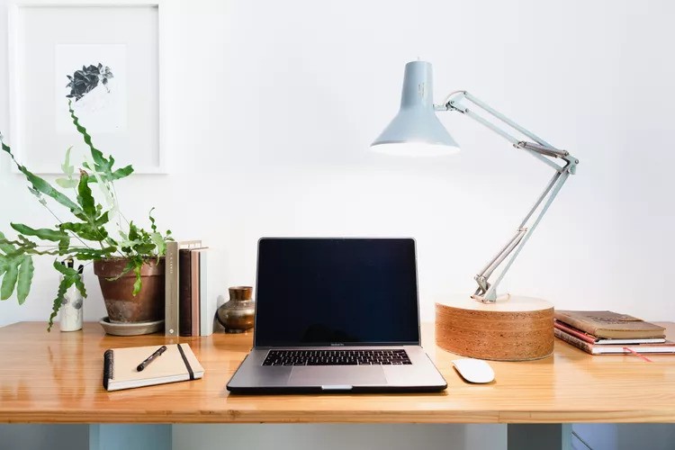 Office desk with focused task lighting for enhanced visibility and productivity