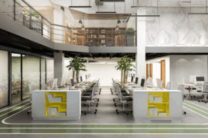 Low carbon office solutions with sustainable furniture and modern workplace design.